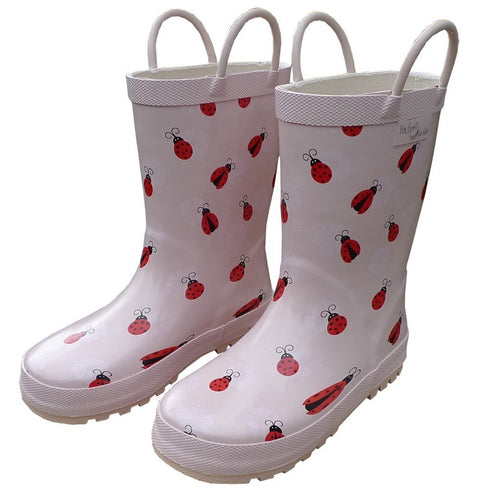 Pink Lady Bug Toddler Girls Rain Boots 5-10 - SophiasStyle.com